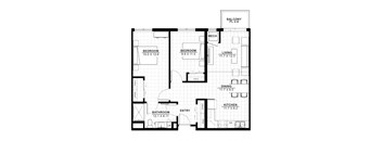 A black and white image of a floor plan for a Balcony Fl 2-4 apartment.