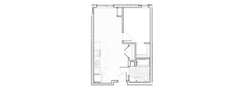 a floor plan of a small house with a bedroom and a living room