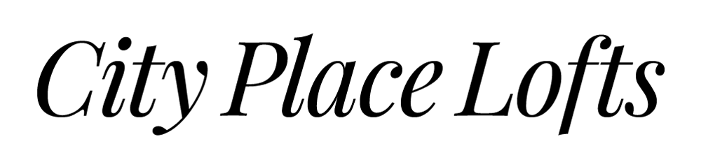 The image displays the text "City Place Lofts" in a stylized font.