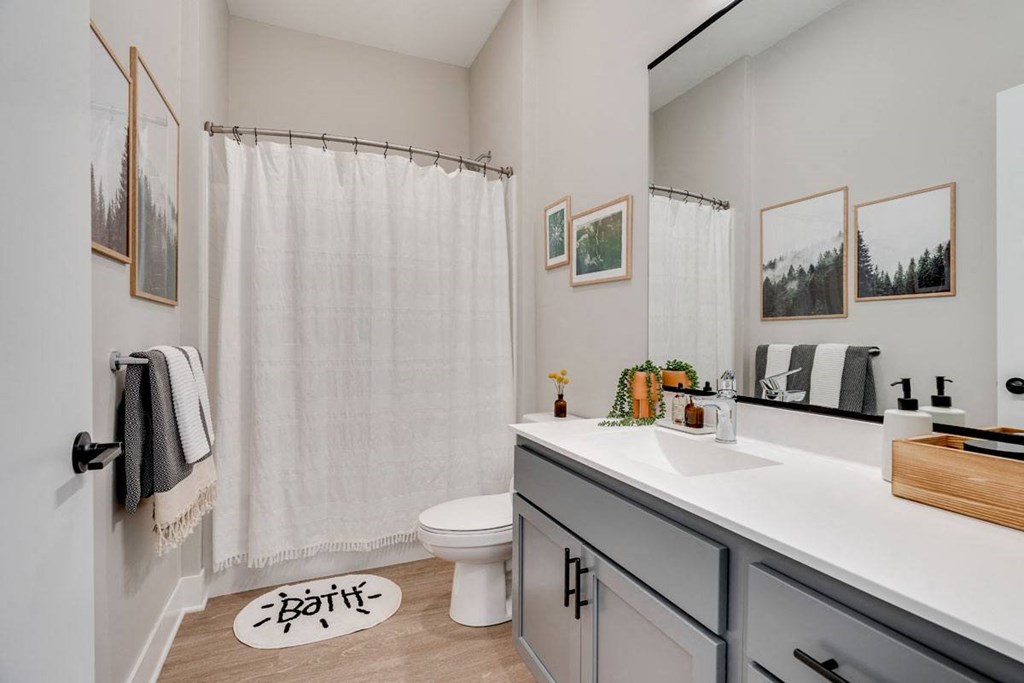 a bathroom with a shower and a sink and a toilet