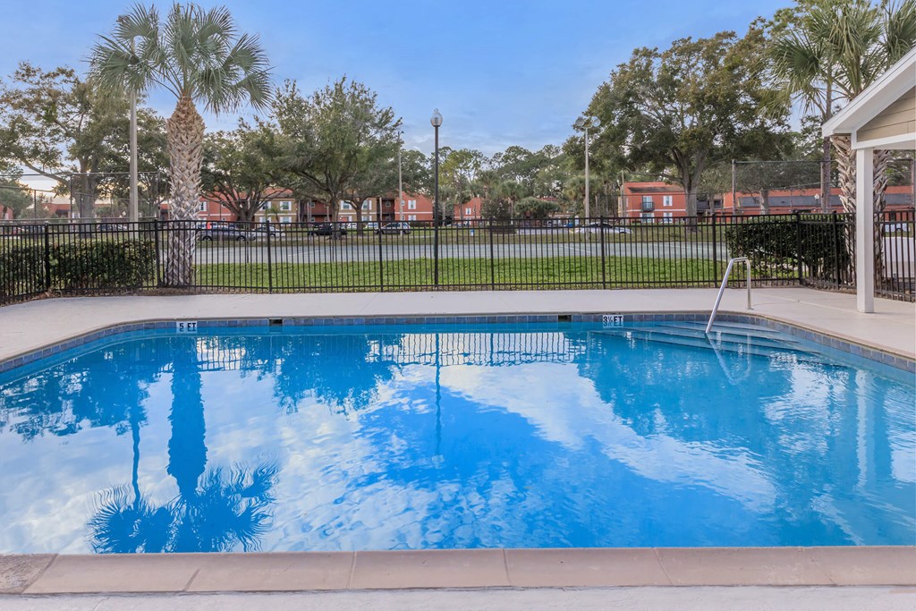 the swimming pool at the apartments for rent