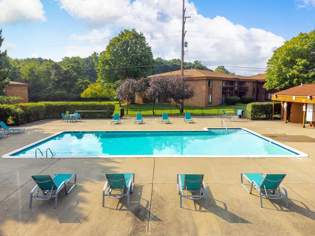 Heated Pool area at Westwood Village Apartments in Michigan