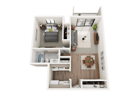 1 Bed 1 Bath Floor Plan at Eastwood Village Apartments, Clinton Township, MI 48035