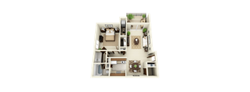 A one bedroom apartment home at Three Oaks Apartments in Troy, MI