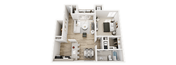 1 Bed 1 Bath Floor Plan at Park Lane Apartments, Southfield
