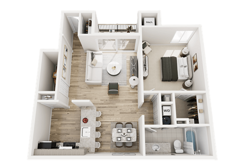 1 Bed 1 Bath Floor Plan at Park Lane Apartments, Southfield