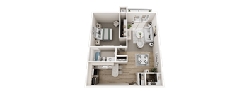 One Bedroom One Bath, 825 sq. ft. Floor Plan at Dover Hills Apartments in Kalamazoo, MI