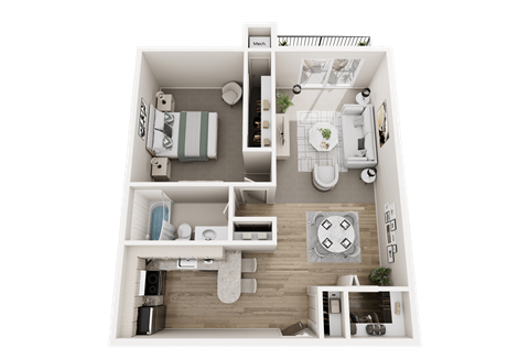 One Bedroom One Bath, 825 sq. ft. Floor Plan at Dover Hills Apartments in Kalamazoo, MI