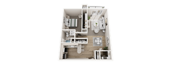 1 Bed 1 Bath 900 Sq. Ft. Floor Plan at Dover Hills Apartments in Kalamazoo, MI