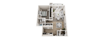 1 Bed 1 Bath 850 Sq. Ft. Floor Plan at Dover Hills Apartments MI, 49009