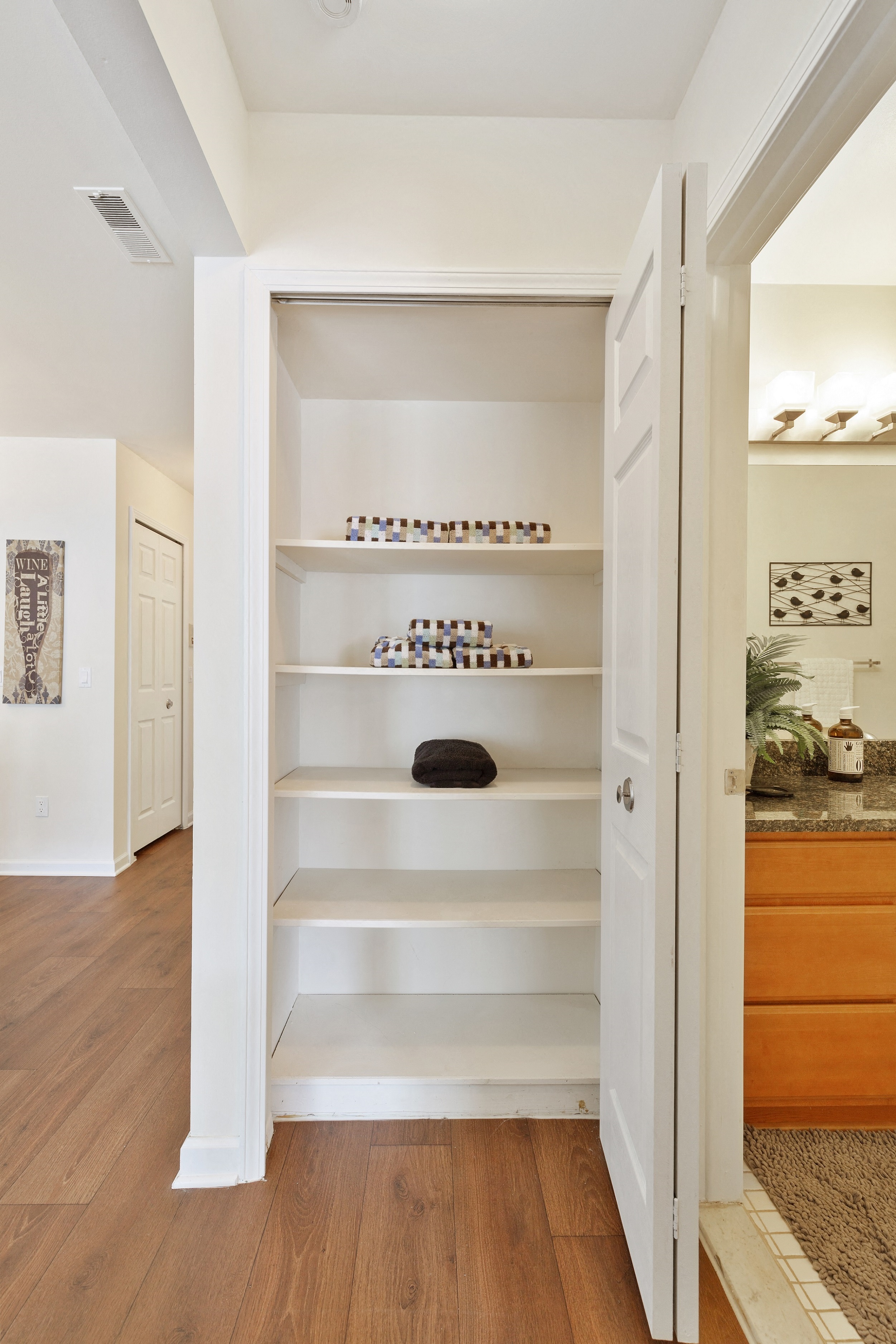Linen Closet at Lakeside Village Apartments Clinton Township Michigan