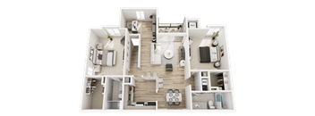 2 Bed 2 Bath Floor Plan at Park Lane Apartments, Southfield