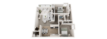 2 Bed 2 Bath 1150 Sq. Ft. Floor Plan at Dover Hills Apartments in Kalamazoo, MI, 49009