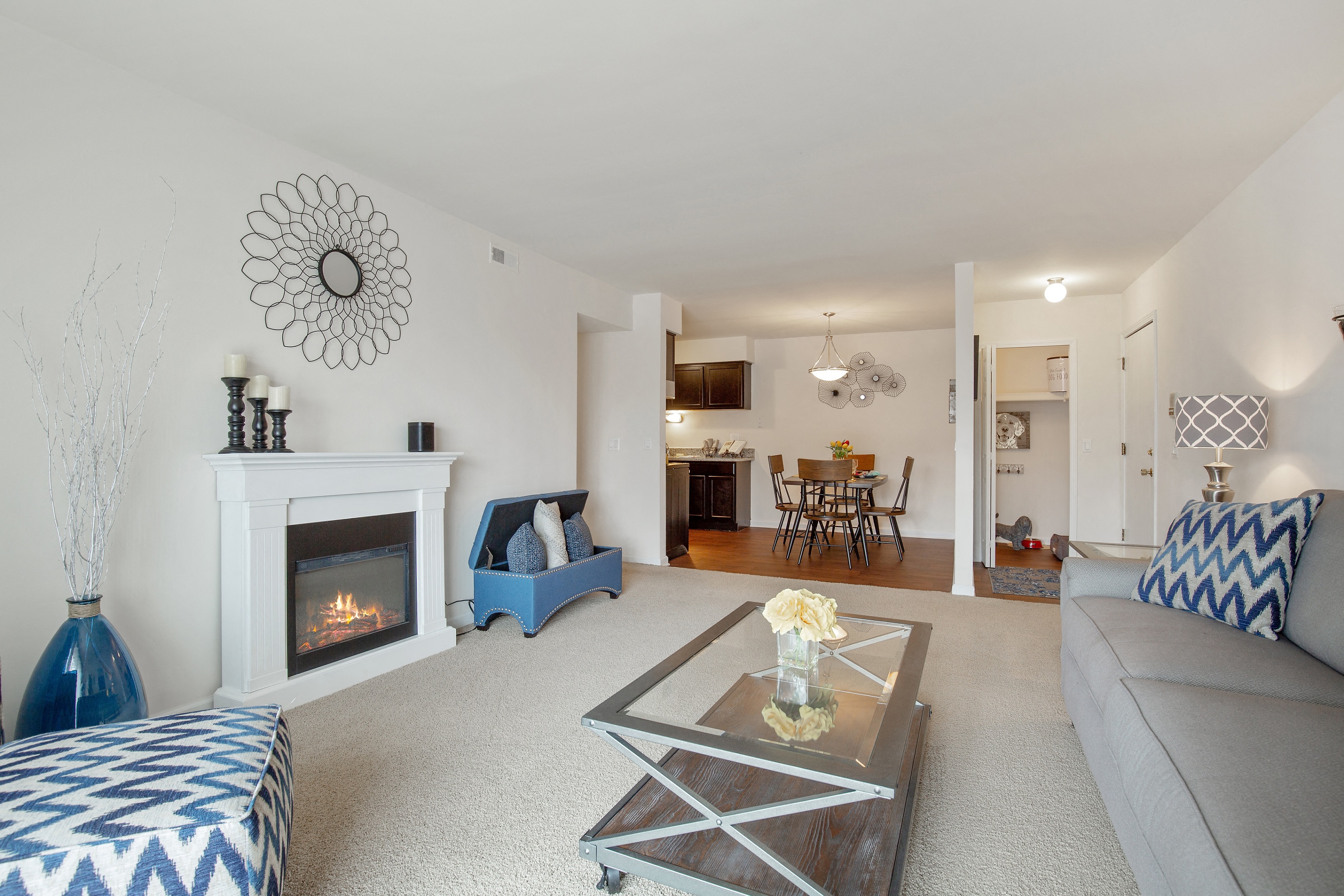 Living Dining and Entry Closet at Lakeside Village Apartments Clinton Township MI