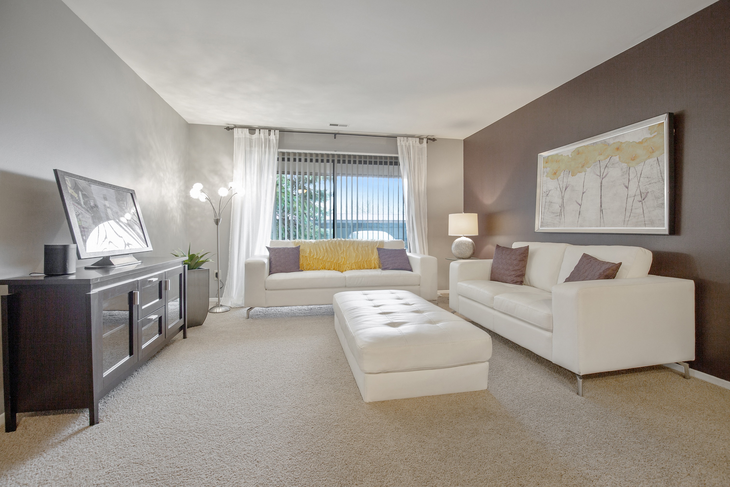 Cozy Living Room at Lakeside Village Apartments Clinton Township MI