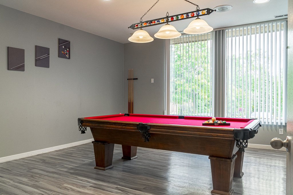 Billiards Room in Resident Clubhouseat Franklin River Apartments, Southfield, 48034