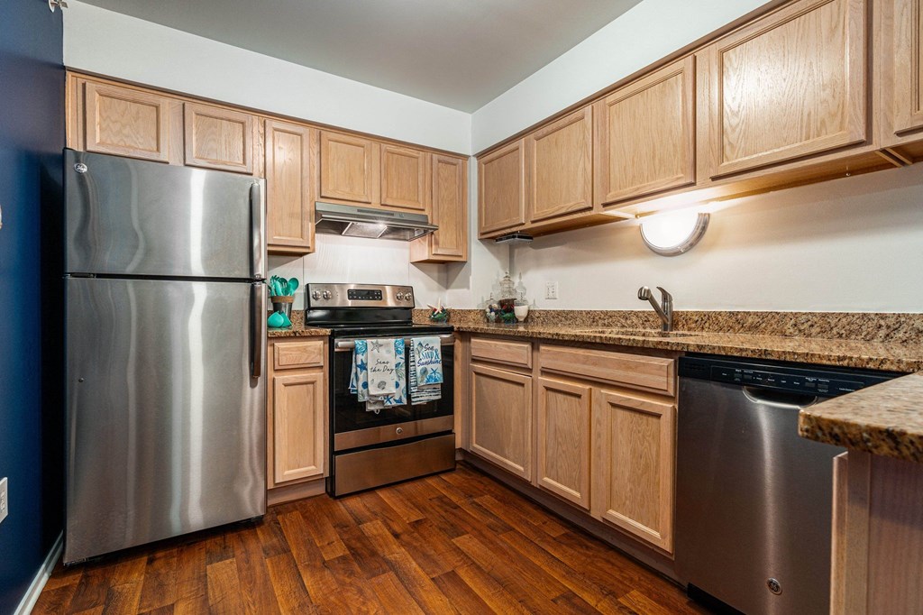 Kitchen in Model at Prentiss Pointe Apartments, Michigan