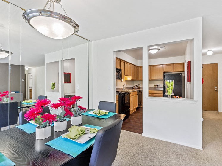 Dining Room and Kitchen at Franklin River Apartments, 48034