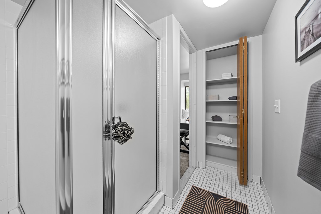 Posh bathroom at Dover Hills Apartments in Kalamazoo