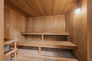 Dry sauna in 24-hour health and wellness center at Dover Hills Apartments in Kalamazoo, MI.