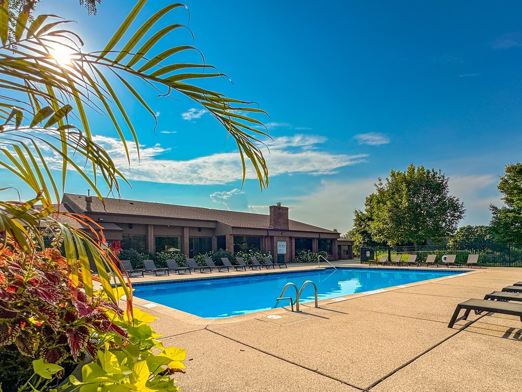 Heated swimming pool at Dover Hills Apartments in Kalamazoo
