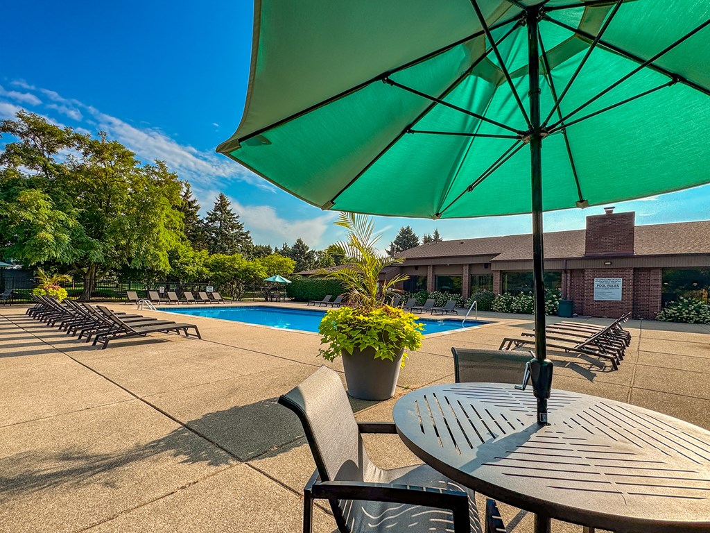 Heated swimming pool at Dover Hills Apartments in Kalamazoo