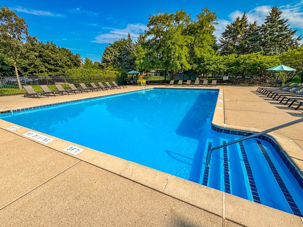 Heated swimming pool at Dover Hills Apartments in Kalamazoo