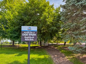 Spacious dog park at Dover Hills Apartments in Kalamazoo, MI.