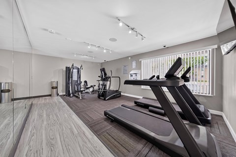 State-of-the-art 24/7 Fitness Center at Drawbridge Apartments in Harrison Township, MI.