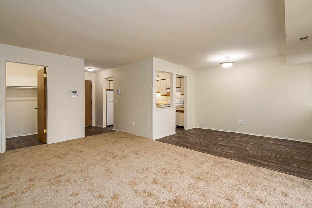 Living and Dining Room at Franklin River Apartments, MI 48034