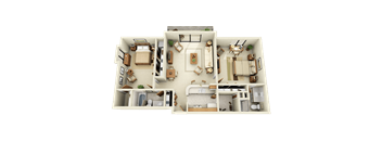This 1,200 square-foot, 2-bedroom apartment features a private bathroom for each bedroom and ample storage space. Enjoy a spacious living area and a private patio or balcony in this pet-friendly home.
