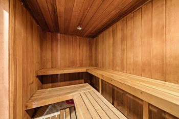 Relaxing dry sauna at Westwood Village Apartments in Westland, MI.