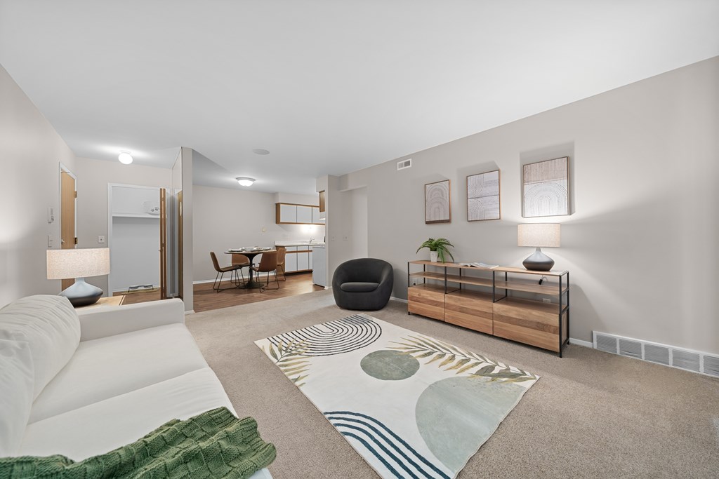 Open concept Living-Dining at Lakeside Village in Clinton Township