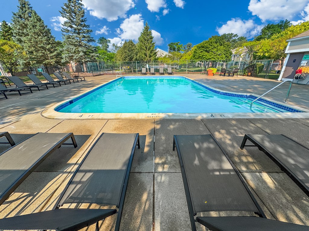 Sparkling pool at Park Lane Apartments in Southfield