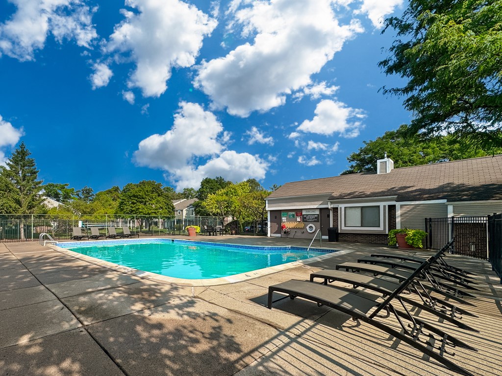 Sparkling pool at Park Lane Apartments in Southfield