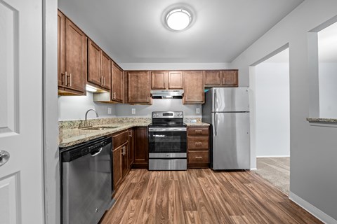 Spacious kitchen with stainless steel appliances at Park Lane Apartments in Southfield