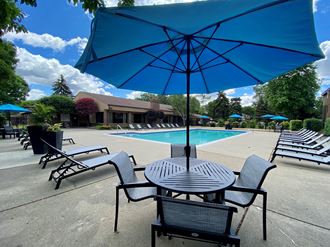 Heated pool at Lakeside Village Apartments Clinton Township MI 48038