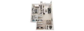 a 3d drawing of the apartment s floor plan