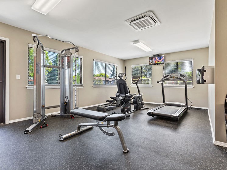 Fitness center at Woodland Villa, Westland MI by 96 and 275