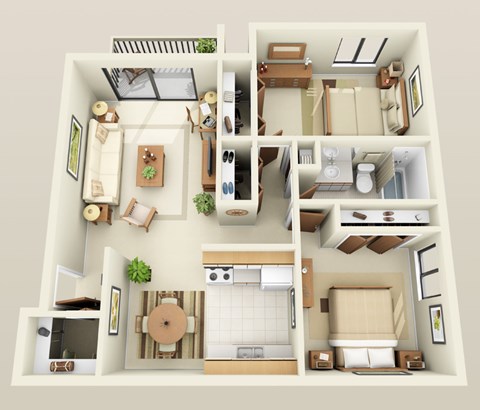 Floor plan at Lakeside Village Apartments, Michigan