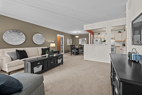 Furnished living room at Park Lane Apartments in Southfield