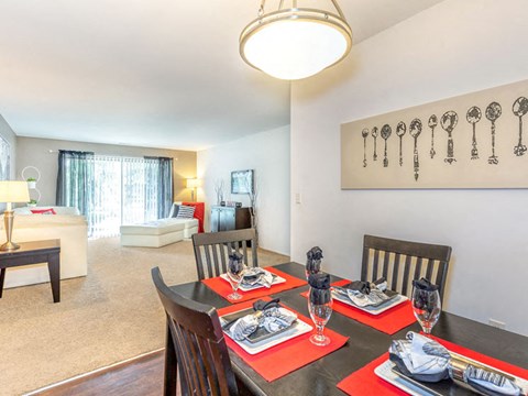 PPA dining room and living room at Prentiss Pointe Apartments, Michigan