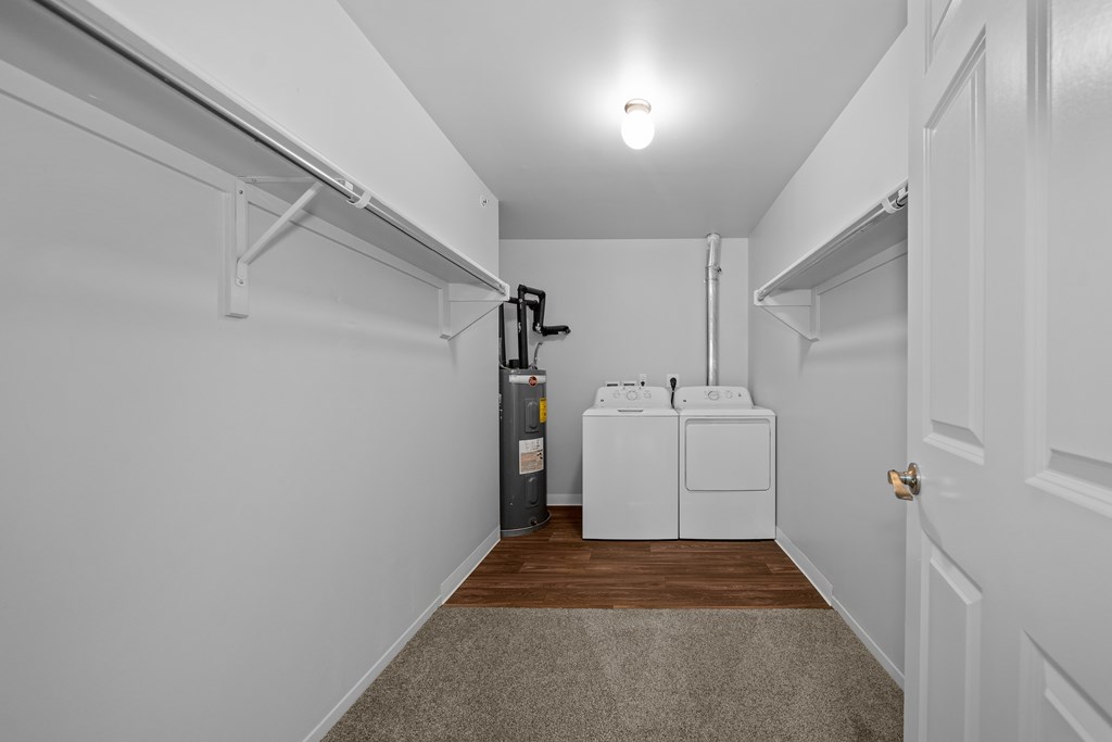 Ample storage space with in-unit washer/dryer at Woodland Villa Apartments in Westland, MI.