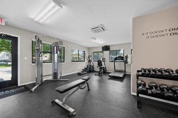 24-hour fitness center at Woodland Villa Apartments in Westland, MI.