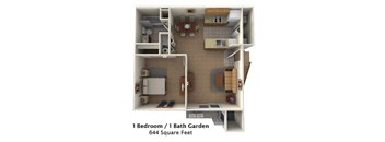 Dominium_Chariot Pointe_New 1 Bedroom Floor Plan Image
