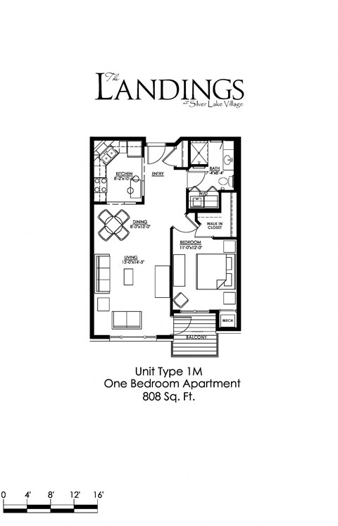 the floor plan of unit type 1m one bedroom apartment