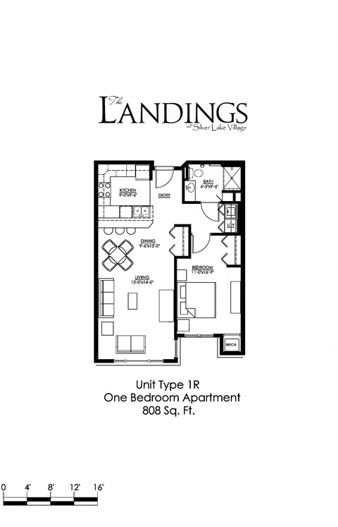 the floor plan of unit type 1121 one bedroom apartment