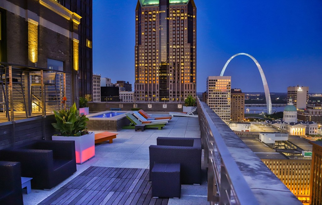 terrace Night View at Arcade Artist Apartments, St Louis, 63101