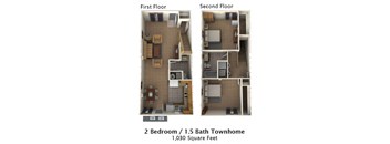 Dominium_Chariot Pointe_New 2 Bedroom Townhome Floor Plan Image