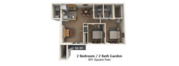 Dominium_Chariot Pointe_New 2 Bedroom (B) Floor Plan Image